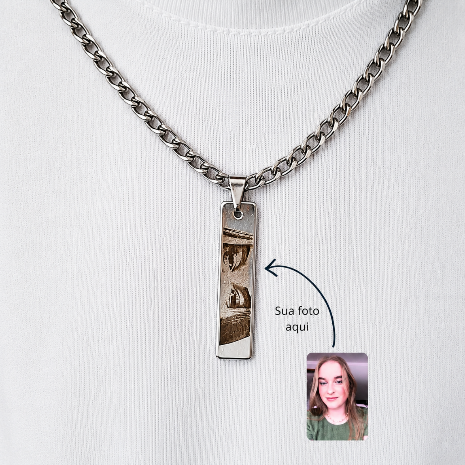 Colar Personalizado Olhar - Aço inóx