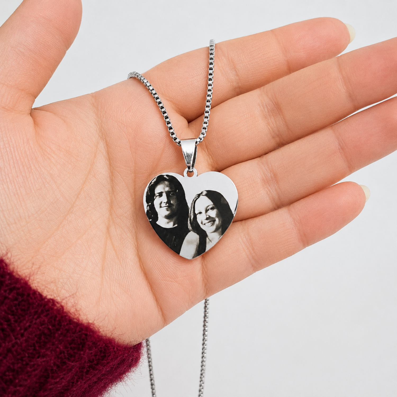 Colar Personalizado Coração com Foto a Laser