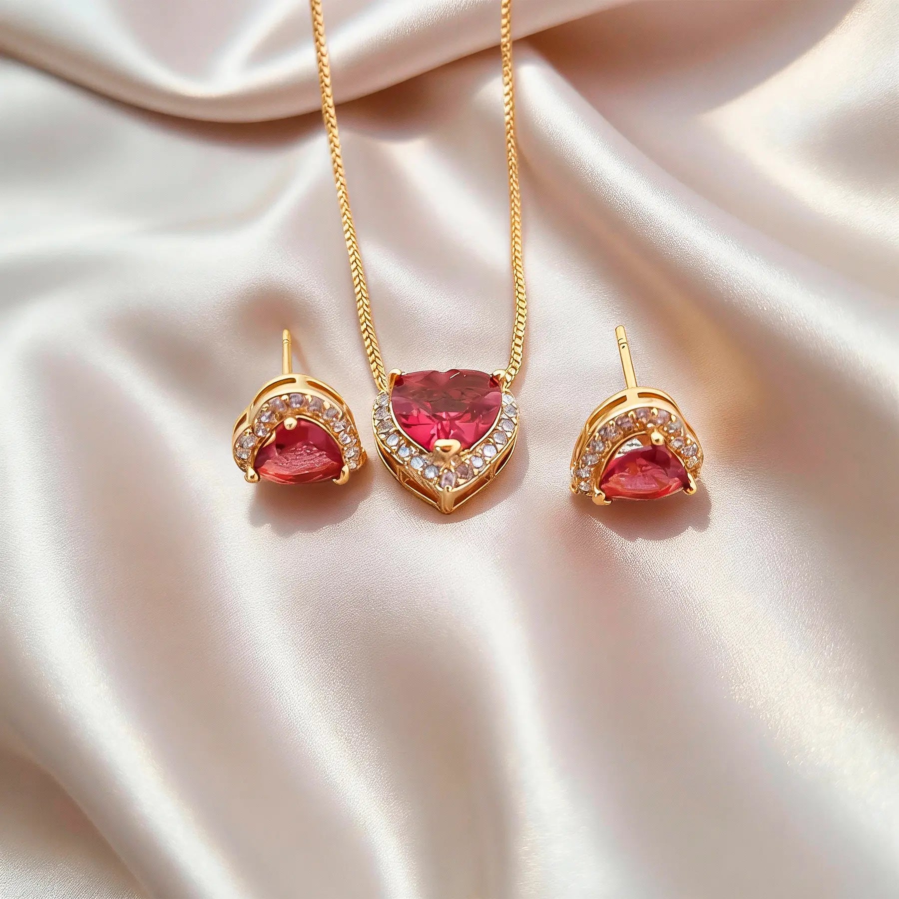 Conjunto Coração Rosa Rubi