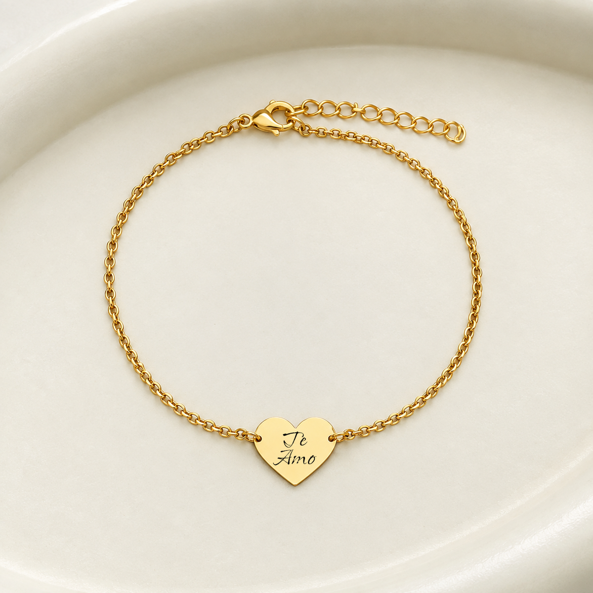 Pulseira Personalizável Coração - Banhada a Ouro