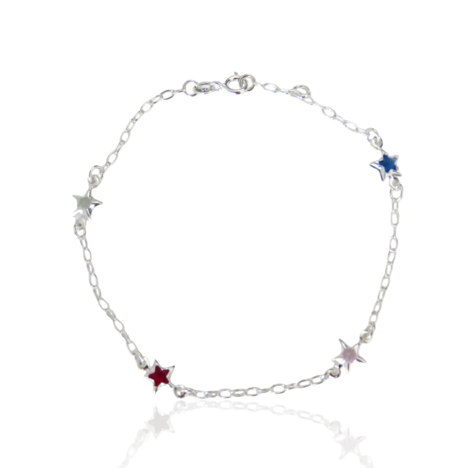 Pulseira Zircônias Coloridas Estrelas 20cm