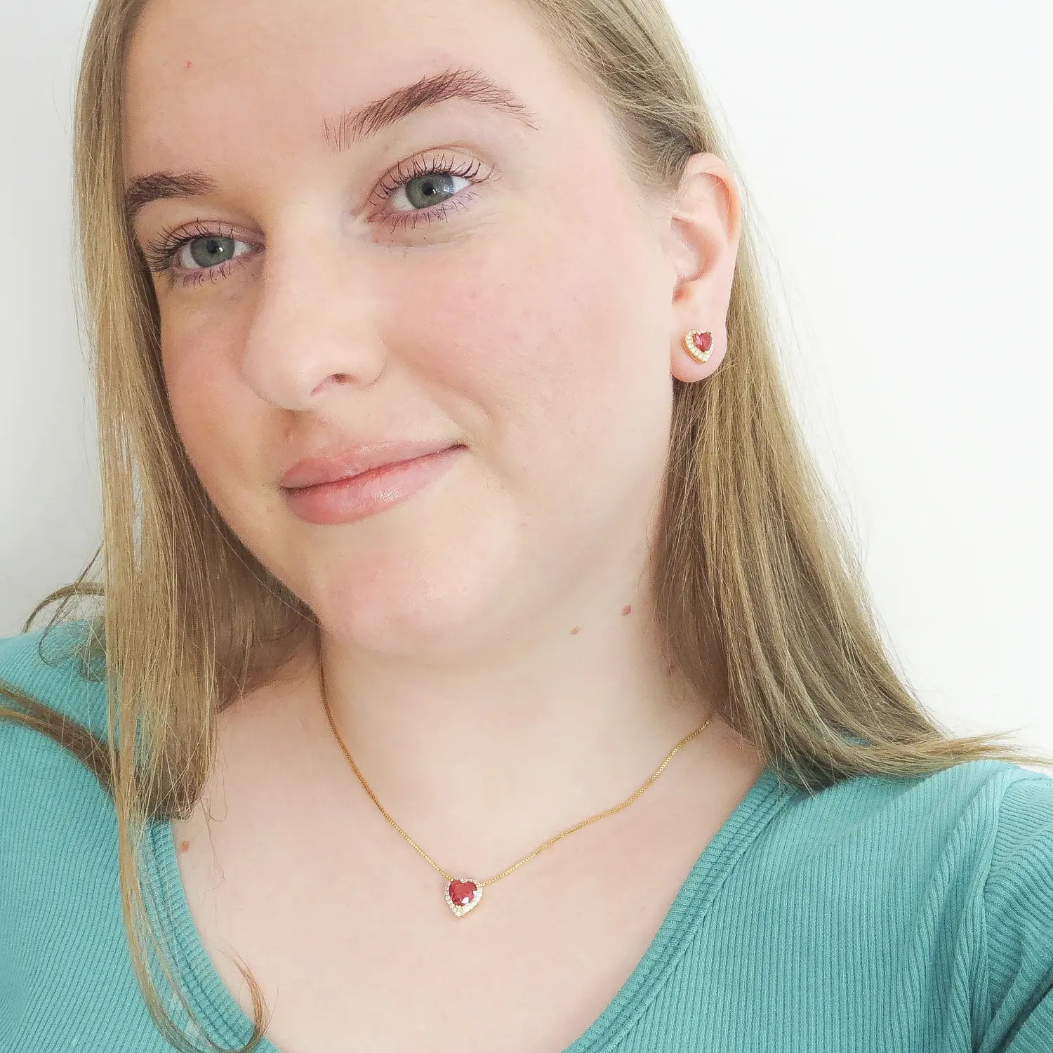 Conjunto Coração Rosa Rubi