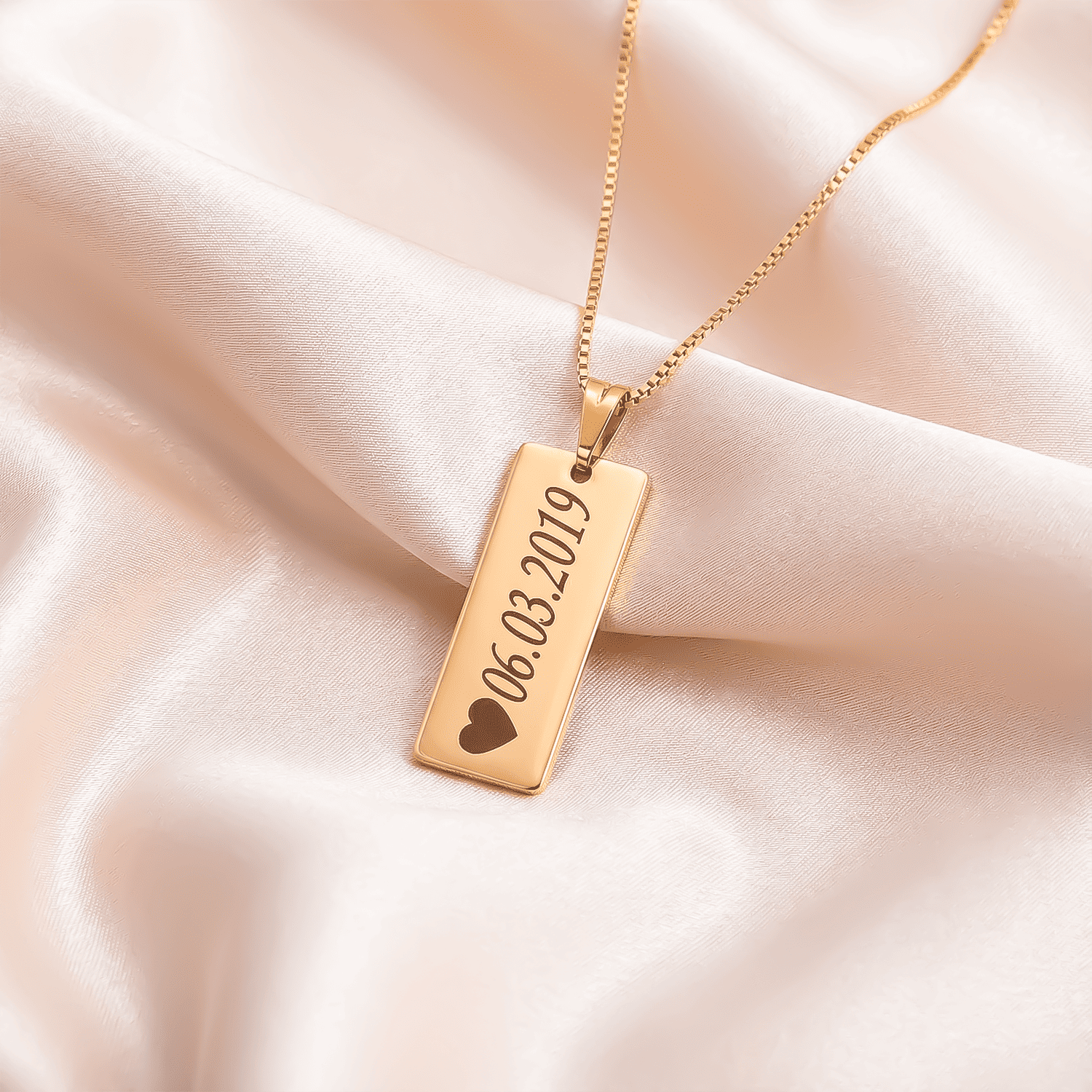 Colar Personalizável Retangular - Banhado à Ouro