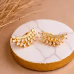 Brinco Zirconia Ear Cuff Varias Folhas Pequenas - Ouro