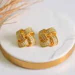 Brinco Entrelaçado Cravejado